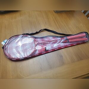 Badminton net and two rackets, birdie along with carry case.